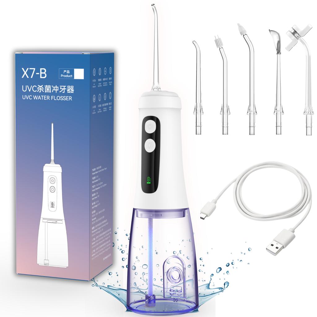 X7 Оральный ирригатор для зубов УФ-ионная нить для чистки зубов IPX7 Водонепроницаемый 4 режима Удаление зубного камня Инструмент для ухода за полостью рта Путешествия
