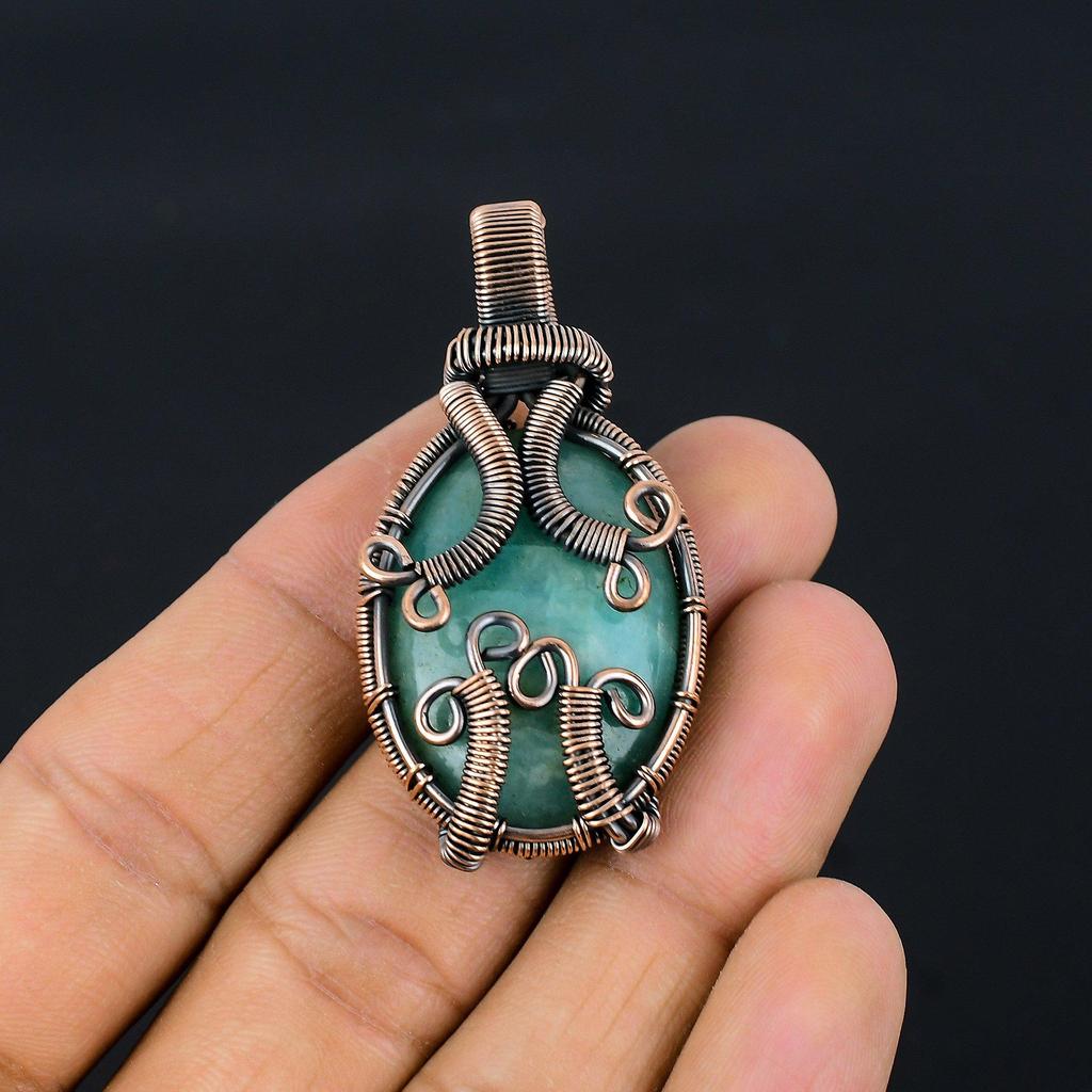 Подвеска Аквамарин 999 Медная проволока, Ручная работа Подвеска с драгоценным камнем, Подарки для жены Совершенно новая подвеска