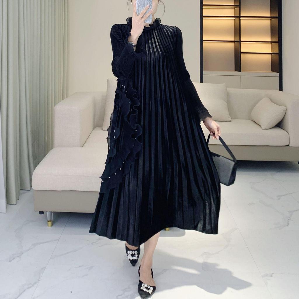 Элегантное бархатное платье большого размера высокого класса с обильной вышивкой и бисером