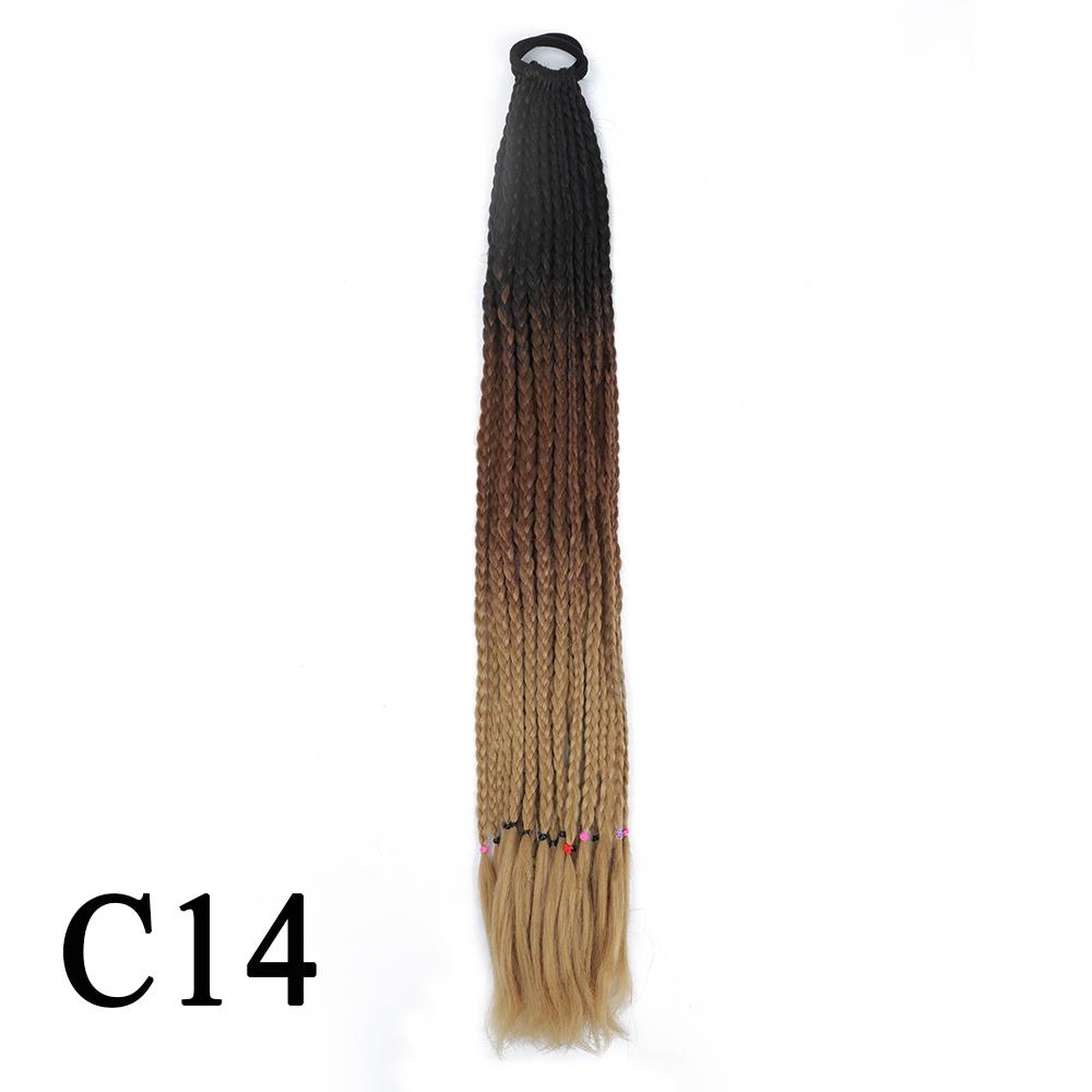 Плетеный хвост с резинкой, черный плетеный хвост ручной работы из термостойкого волокна, шиньоны с конским хвостом для девочек