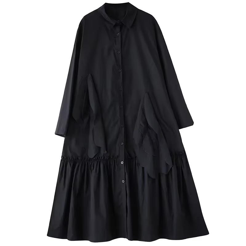 Xitao Casual A-line Full Sleeve Solid Color Mid-calf Dress GMM1052