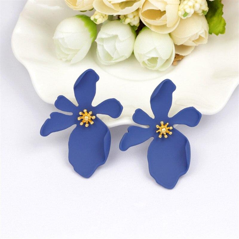 Корейские большие серьги-гвоздики с красным цветком, модные серьги-гвоздики с лепестками зеленого и белого цветка для женщин, ювелирные изделия OG091