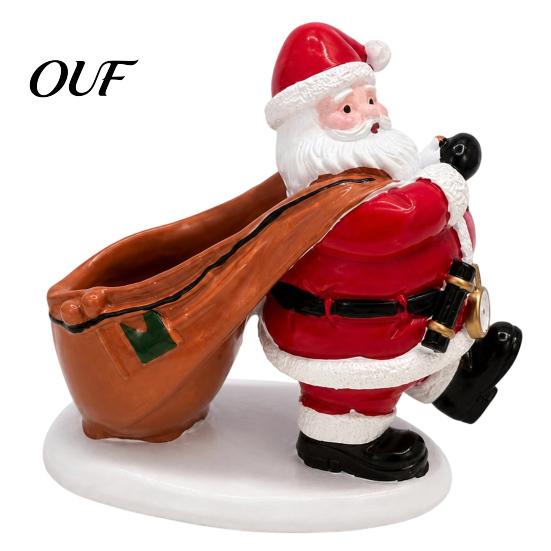 Holiday Desktop Organizer Santa Claus Candy Bowl, Resin Christmas Tabletop Ornament with Office Desk Storage Slot, Creative for Party Supplies