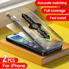 2PCS Accurate Matching Full Cover Screen Protector On For iPhone 14 13 12 11 Pro Max XS X XR Tempered Glass Fast Installation