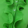 Plus Size Women Stand Vonda Collar Ruffled Mid Sleeve Solid Color Dresses