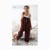 Womens Jumpsuit Spaghetti Strap Wide Leg Bib Pants With Pockets Cotton Linen Overalls Casual Loose Playsuit