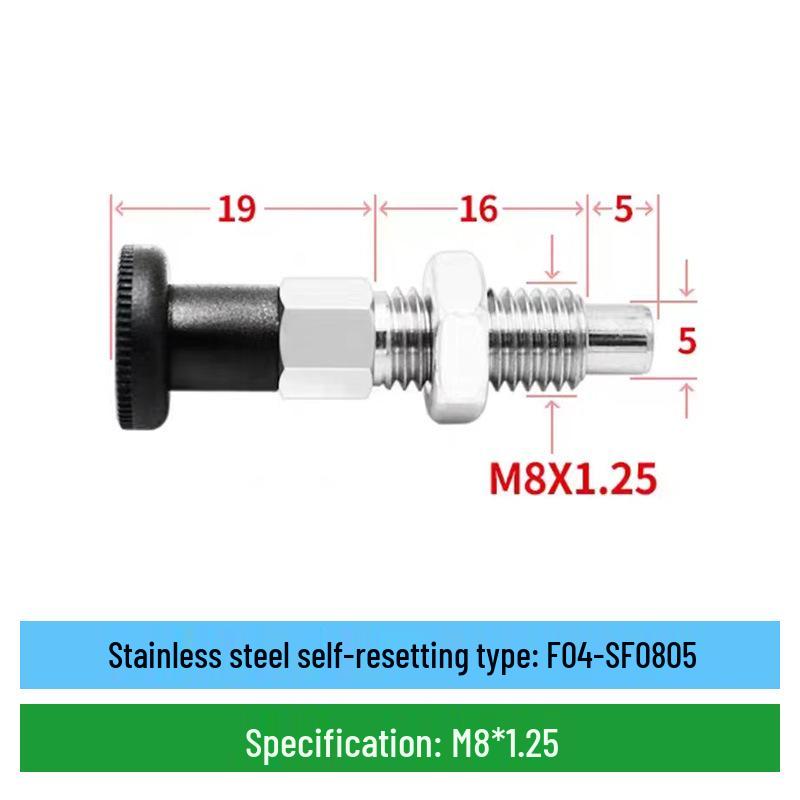 Stainless Steel Self-Locking Plunger with Coarse Thread and Pull Ring