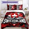 Switzerland football Printed Bedding 3 Piece Set Cozy Breathable Bed Cover Set as Housewarming Holiday Gift