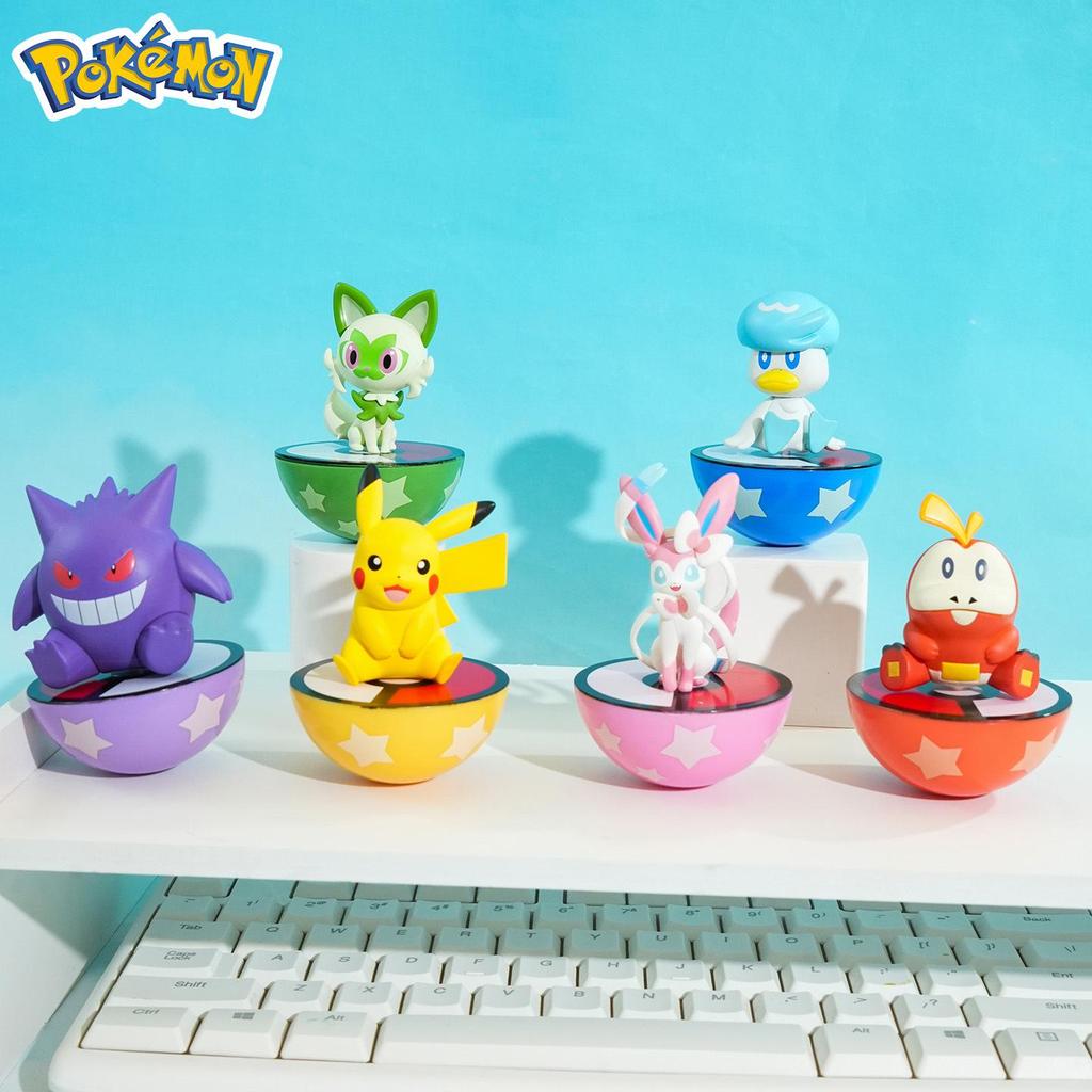 Pokémon Sitting Figurine Series: Roly-poly Decompression Toy for Home or Office Decor