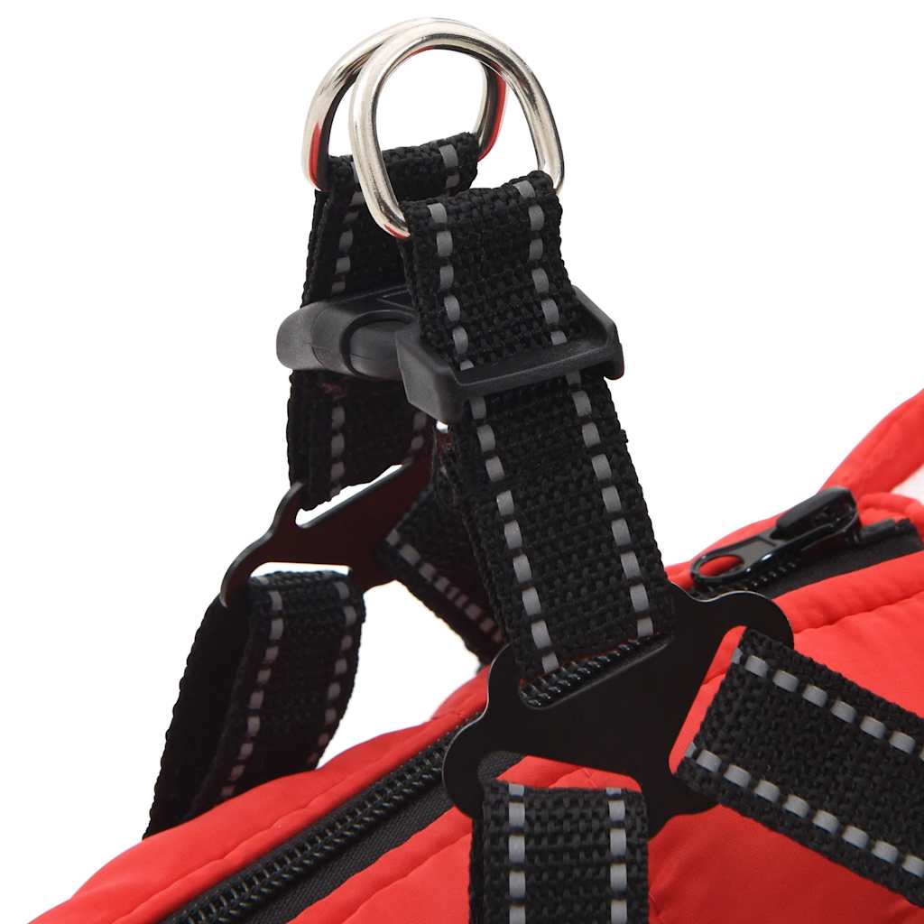 Waterproof Reflective Red Dog Coat with Integrated Harness Size L36