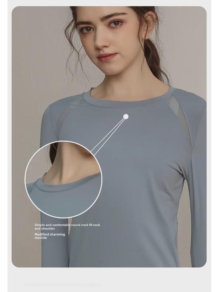 Женская футболка с длинными рукавами из дышащего материала для йоги и бега - фитнес-топ весна/осень