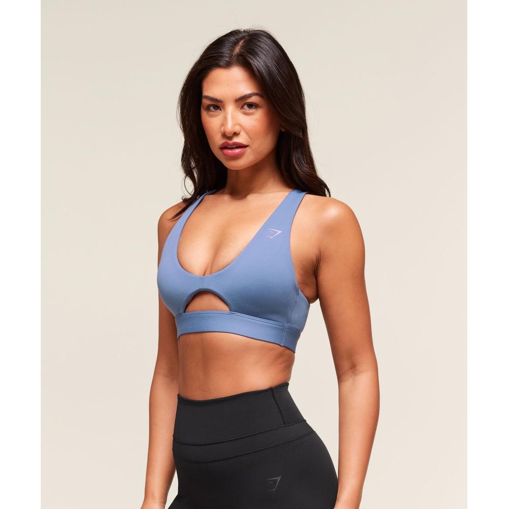 Gymshark Peek A Boo Sports бюстгальтер Worn Blue b8A5z Udr1
