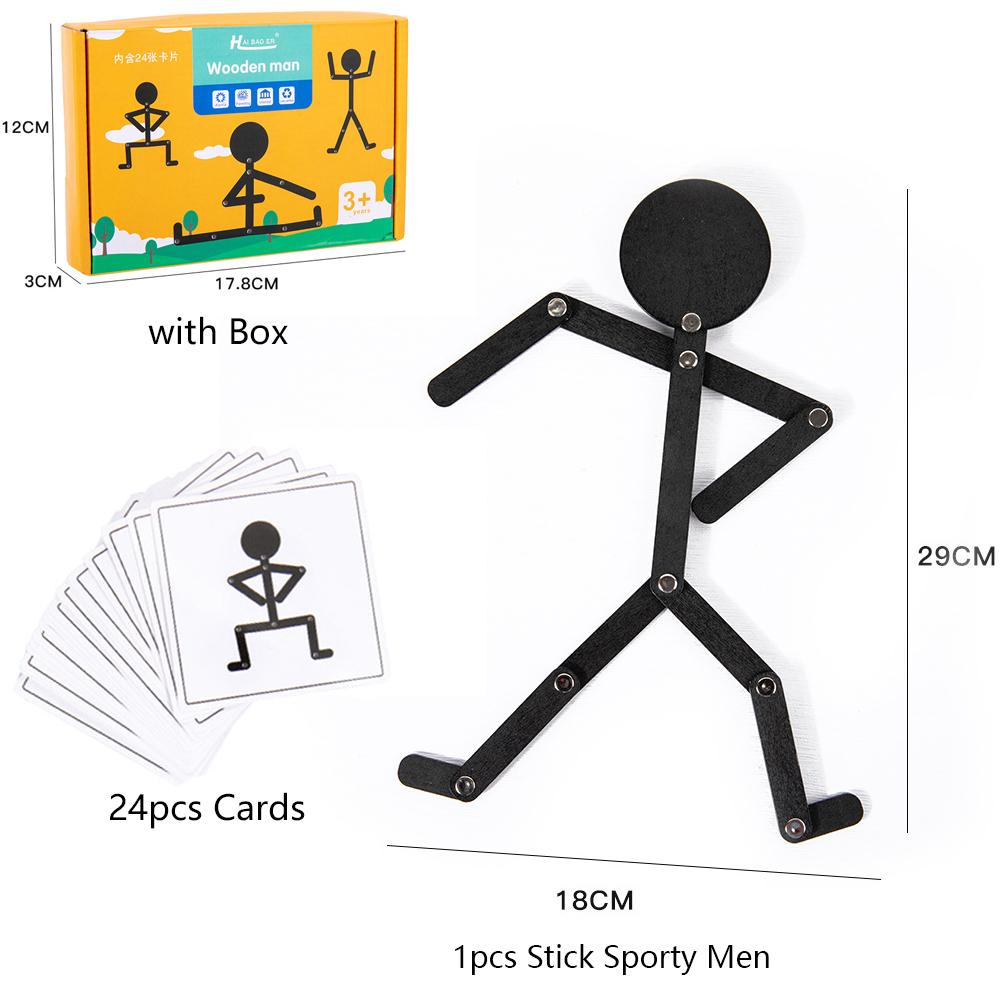 Sport Wooden Man Material DIY Puzzle Toys Boards Educational Game Early Learning Toy for Children Preschool Fine Motor Training