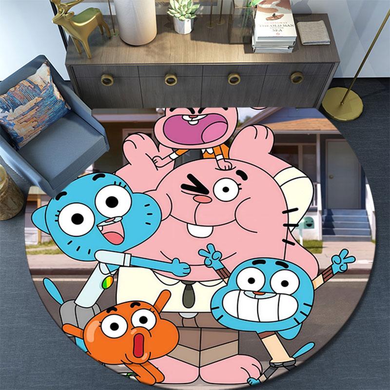 The Amazing World of Gumball pattern round rug,Carpet Rug for Living Room Bedroom Playroom ,Non-slip Floor Mat,Holiday Gifts and Birthday Gifts.