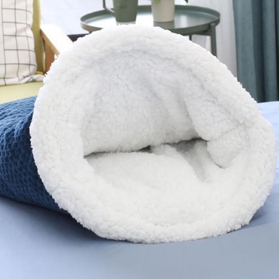 Зимний спальный мешок для кошек, уютная теплая кровать-пещера для кошек, покрытая фланелью, согревающая на 360 градусов, кровать-туннель для кошек для котят и щенков