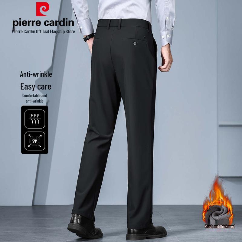 Мужские повседневные брюки Pierre Cardin Plus с бархатной подкладкой, утолщенные, эластичные, прямого кроя