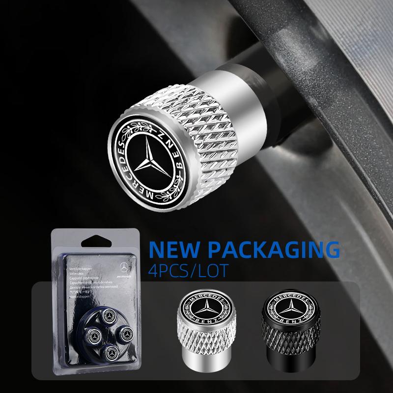 HQQM3 4Pcs Car Tire Valve Stems Cap Knurling Style Tire Valve Cap for Mercedes Benz AMG Brabus Maybach Smart W205 W204 GLC CLA GLK