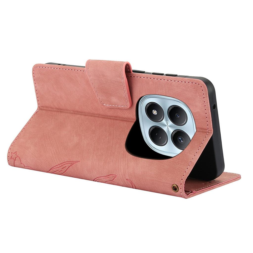 For Xiaomi Poco M8 Pro 5G/Redmi Note 15 Pro+ 5G (Global) Case Flower Butterfly Wallet Leather Phone Cover with Hand Strap