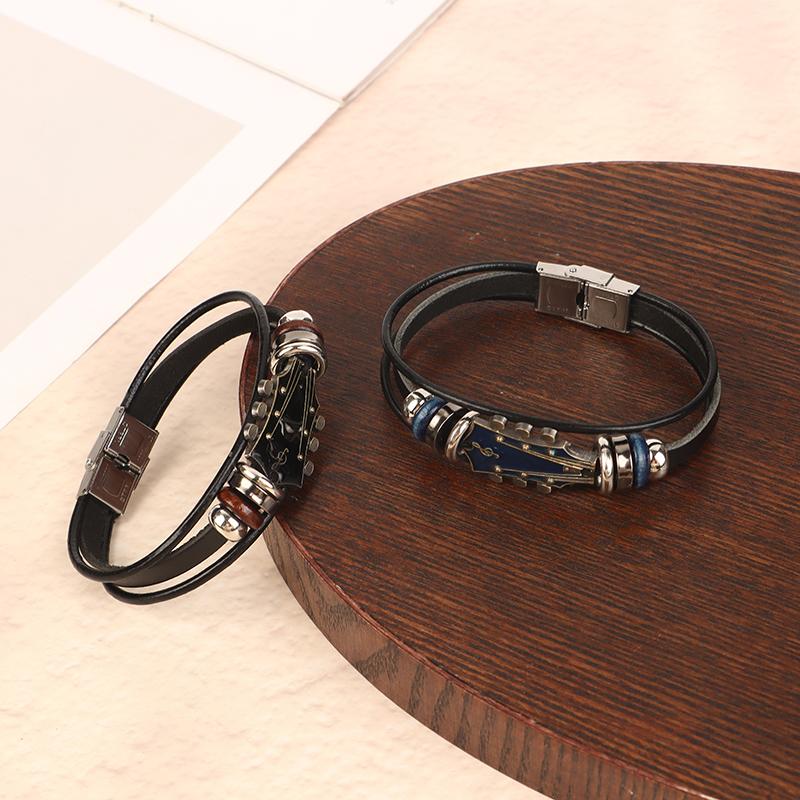 Ретро кожаный браслет-гитара мужской женский браслет-манжета музыкальный браслет для мужчин и женщин подарок любителям музыки