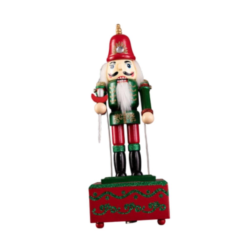 Wooden Music Box Desktop Decor Christmas Nutcracker Decor Nutcracker Puppets for Holiday New Yea Wedding Shelves Valentines Day