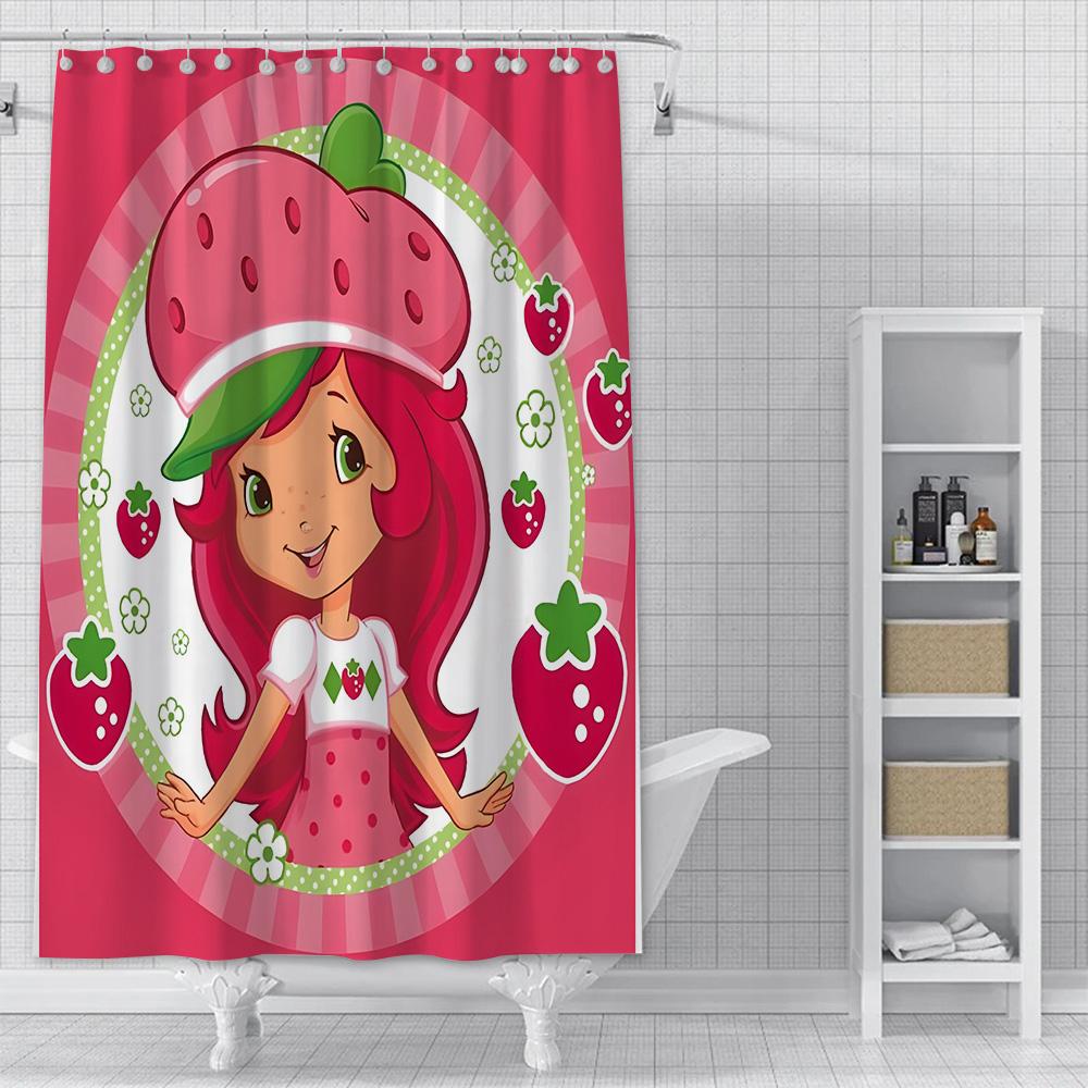 Водонепроницаемая полиэстеровая ткань для шторки для душа, красочные шторки для ванны с рисунком, клубничка, милашка, домашний декор для ванной комнаты с крючком