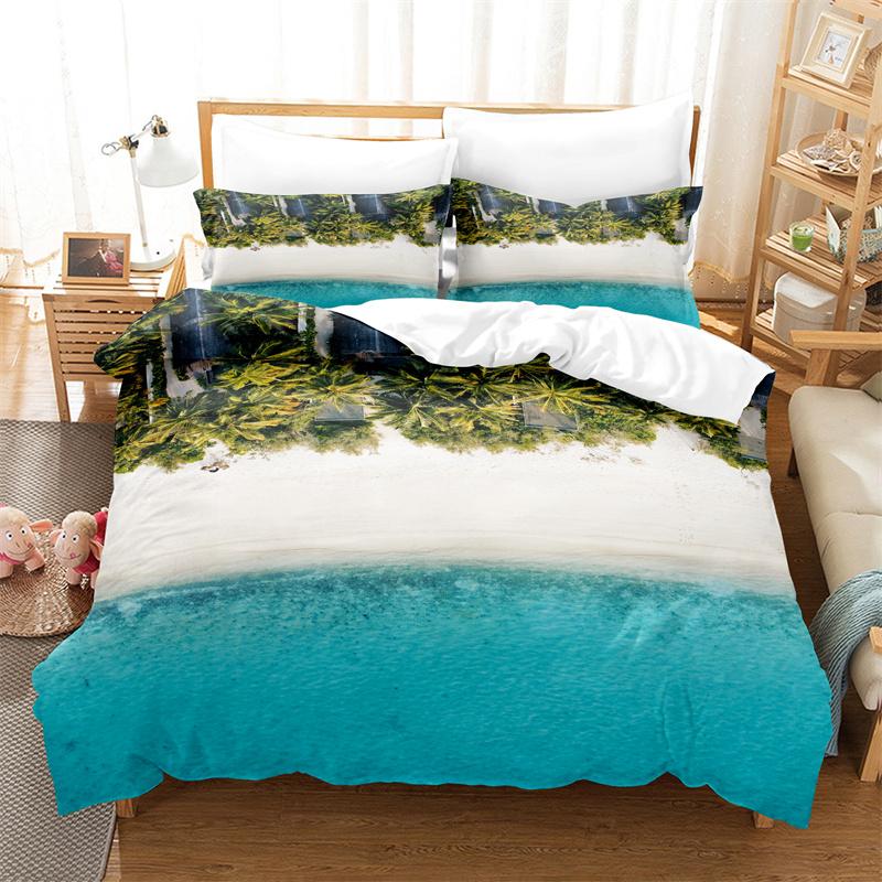 Ocean Beach Starfish Duvet Set Set Seaside Bedding Set Queen Bedding Set Boys Girls Bedroom Decoration Bedding Set