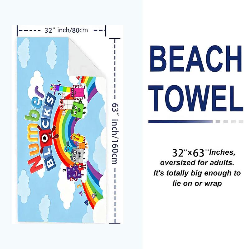 Numberblocks Print Beach Towel, Large Soft Quick Dry Towel for Beach Camping Swimming