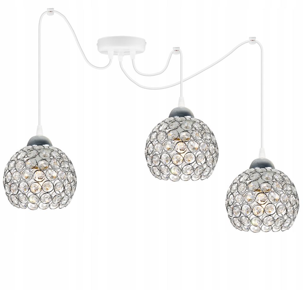 CHROME SPIDER HANGING LAMP, CRYSTAL CEILING