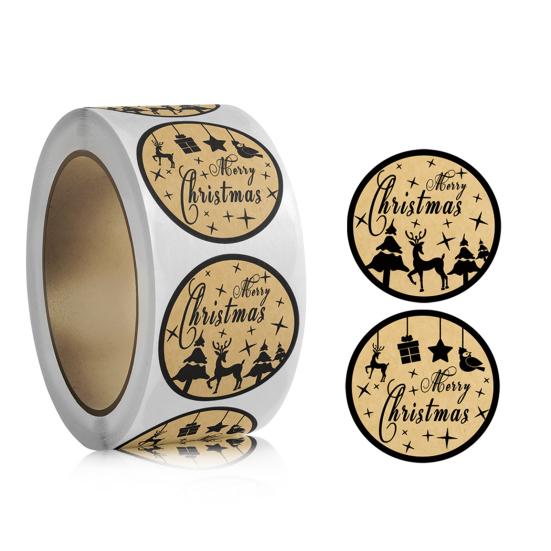 1 рулон рождественской клейкой клейкой темы, этикетка для печати, самостоятельная прочная, насыщенная, цветная подарочная коробка «сделай сам»