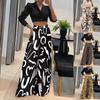 Autumn Novel Women's Fashionable Printed Loose Pants Elegant Wide Leg and Elastic Waist Clothing