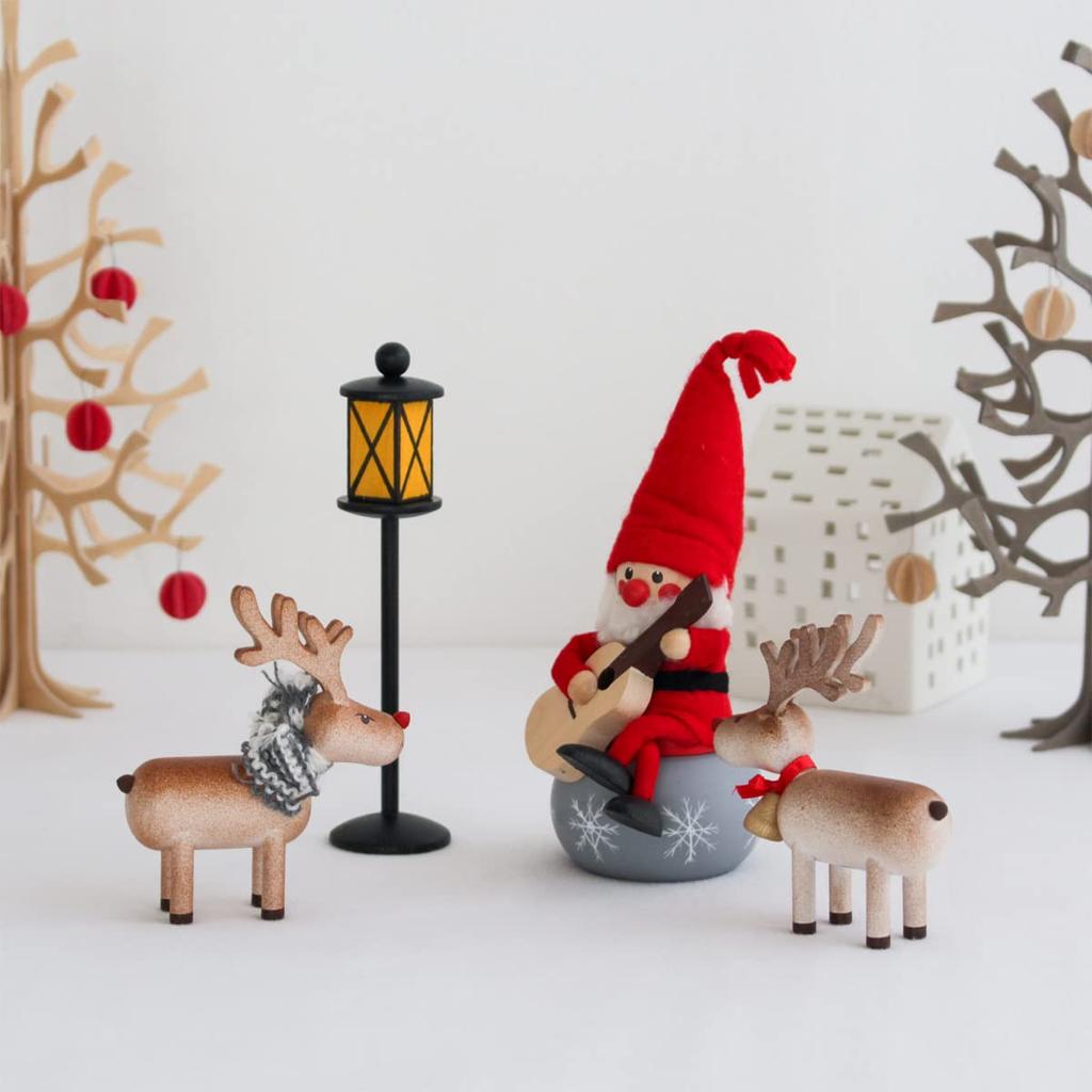 Рождественская деревянная кукла-олень Нордика Ниссе с коричневым колокольчиком