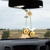 Crochet Bee Car Hanging Decoration Auto Rearview Mirror Handmade Knitting Yarn Flower Honeybee Animal Hanging Ornament Pendant
