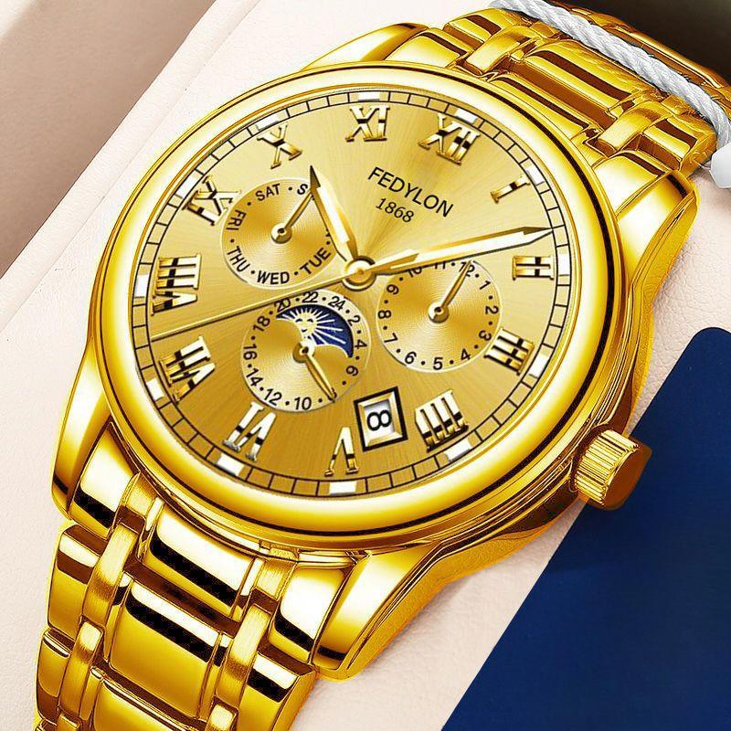 Мужские часы высокого класса полностью автоматические немеханические часы бренд стальной ремень бизнес водонепроницаемые кварцевые мужские