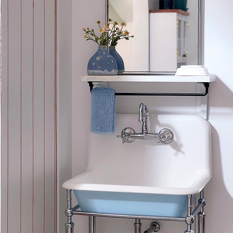 1:6 Dollhouse Miniature Kitchen Sink Lavatory Washbasin Water Faucet Bathroom Mirror Wash Sink Pot Model Diy Furniture Toy Decor