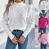 Women's Solid Color Fungus Edge Long Sleeve Stand-up Collar Pullover Sweater