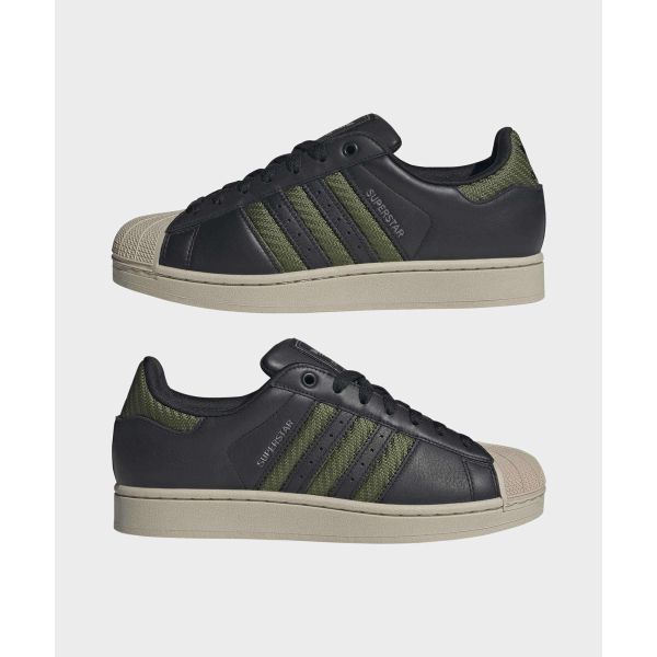 adidas Кроссовки Unisex Superstar 2 Tech Оливково-Бежевые с Зеленым Ядром и Черным JQ3182