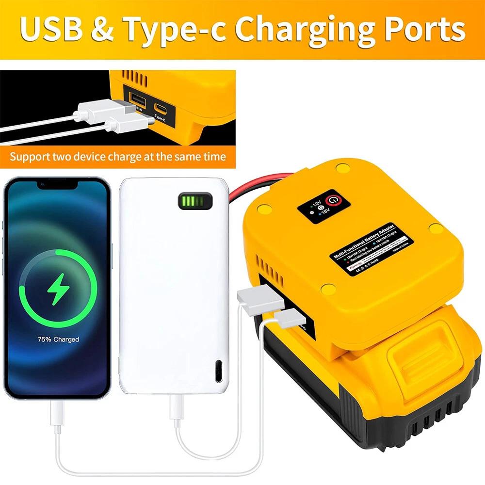 Понижающий преобразователь 18 В в 12 В для аккумулятора Dewalt 18/20 В, адаптер USB Type C XT60