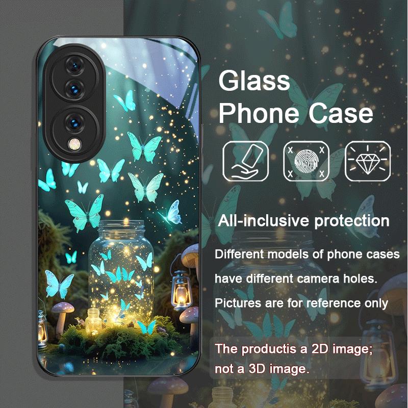 Красивая чехол-книжка из закаленного стекла с принтом «Лесная бабочка» для Huawei Nova 13 12 11 10 SE Mate 70 60 Pro+ P60 P40