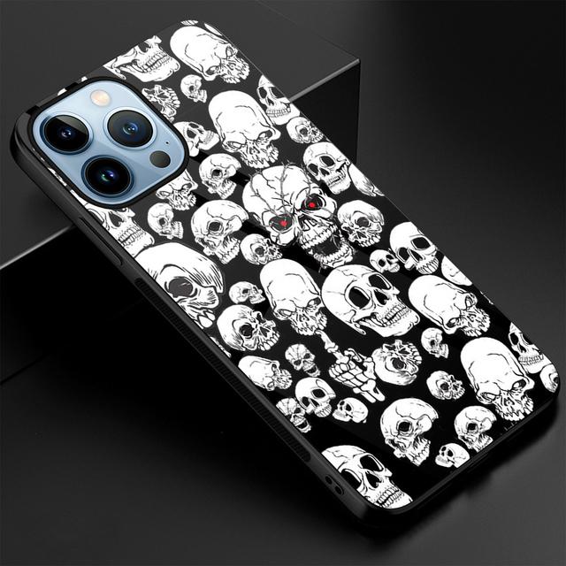 Чехол для телефона с черепом Fundas для Iphone 14 13 11 12 Pro Max Mini Xs Xr X 7 8 6s Plus Se 2022, защитная задняя крышка из закаленного стекла