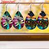 Starry Sky Flower Dragonfly Artificial Leather Earrings Spring Earrings Double-sided Printing Lightweight Earrings Teardrop Earrings
