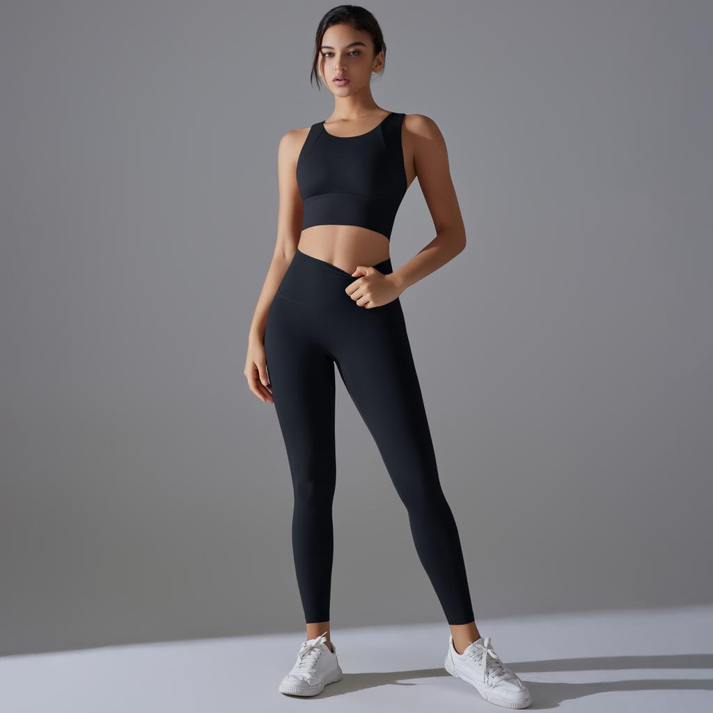 Auroth 2 Piece Yoga Set Women Sport Suits Running Bra High Waist Leggings Fitness Outfit