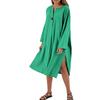 Women's Dresses Loose Casual Solid Color V-Neck Button Long Dresses