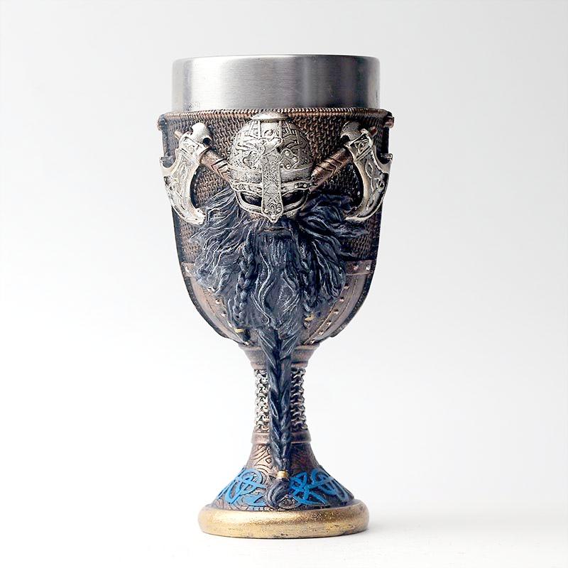 2026 Viking Ship Drakkar Fly Dragon Skull Goblet Stainless Steel Insert Halloween Wine Glass Retro Skull Chalice Cup Shot Glass