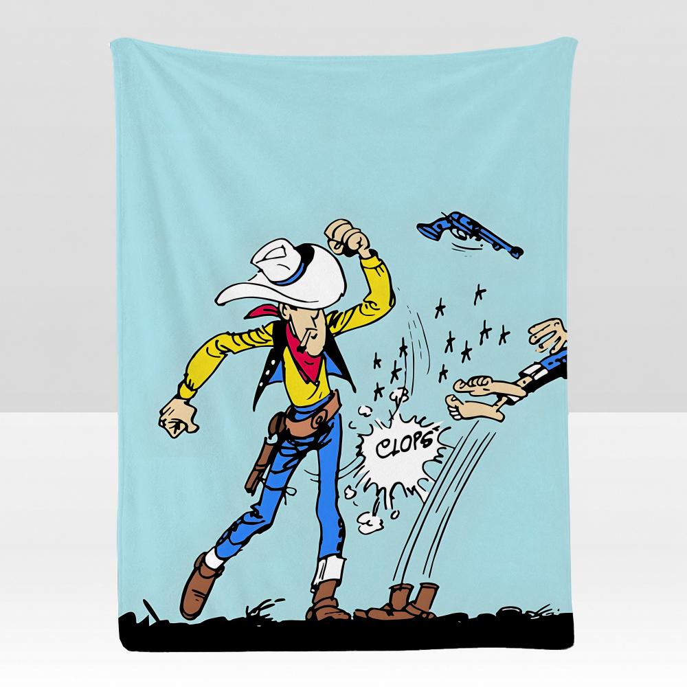 comic LLucky LLuke Throw Soft Flannel Blanket for Bed Bedroom Sofa Picnic Throw Skinfriendly Breathable Gift Cover