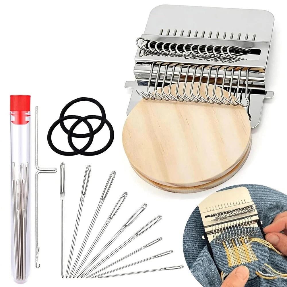 Деревянная рама Мини-ткацкий станок Металлический инструмент Мини-размер Вязальная машина DIY Рукоделие 12/14 крючков Маленький ткацкий станок Латание носков