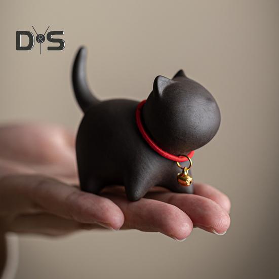 Чайный сервиз «Котенок» с изображением питомца в стиле кунг-фу, изготовленный вручную из фиолетового песка, для чайного домика в стиле восточной элегантности, для стола, домашнего офиса, чайной комнаты, уникальный подарок для любителей чая