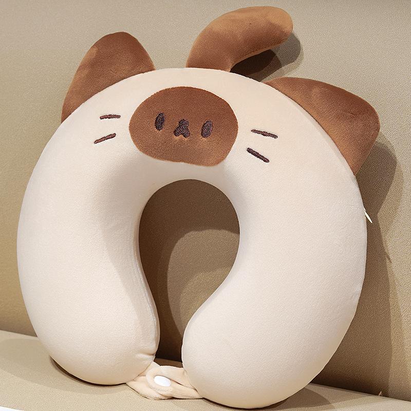 Cartoon Memory Foam U-Shaped Neck Pillow, Travel Neck Support Cushion for Car Plane Office Nap, Soft Head Rest Pillow