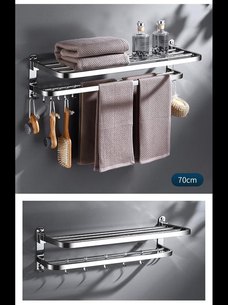 Складная вешалка для полотенец из нержавеющей стали 304 - многофункциональный органайзер для хранения без перфорации