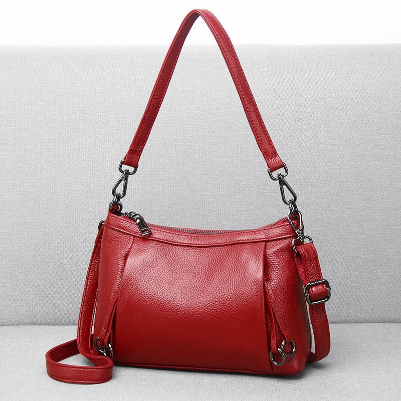 Сумка подмышкой, первый слой из коровьей кожи, модная сумка, натуральная кожа, одно плечо, через плечо, портативная, повседневная, мягкая кожаная сумка для мам среднего возраста, маленькая сумка
