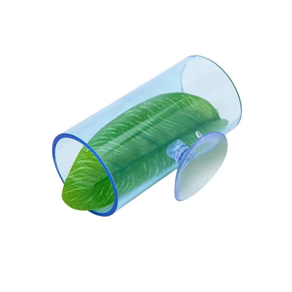 Укрытие для рыбки петушка Акриловая трубка с ковриком из листьев Трубка для петушка Туннели Подарки Аквариум Туннель для рыбки петушка